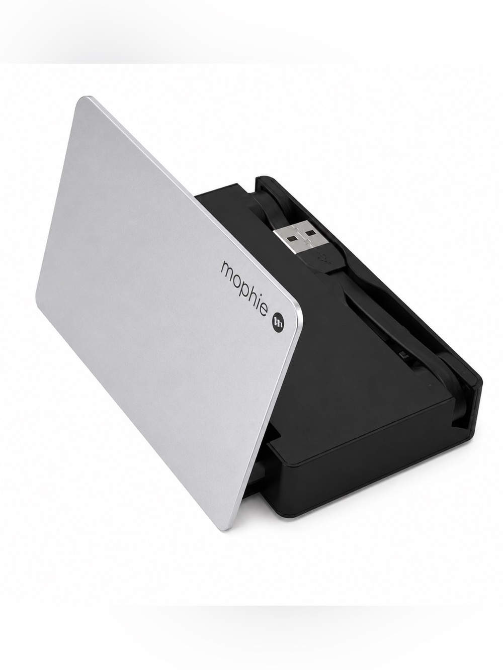 mophie Black and Silver Foldable Phone Charger and Stand